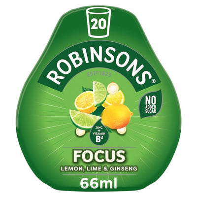 M&S Robinsons Mini Focus Lemon Lime & Ginseng No Added Sugar Squash 66ml- Buy online at McGrocer