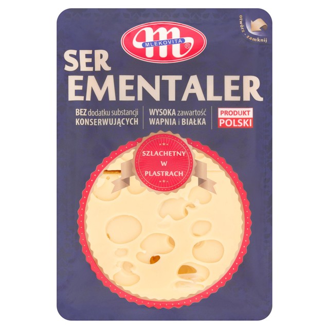 Mlekovita Ementaler cheese slices 500g, imported from the UK