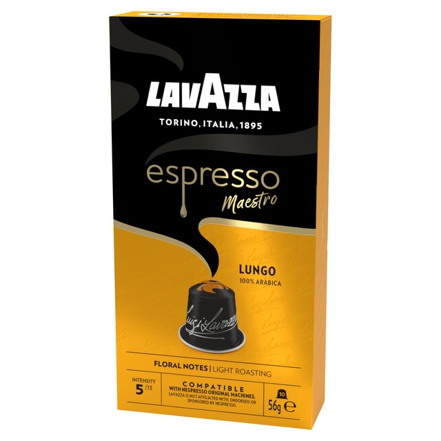 Lavazza espresso lungo aluminium Nespresso compatible coffee capsules 10 pack, UK version