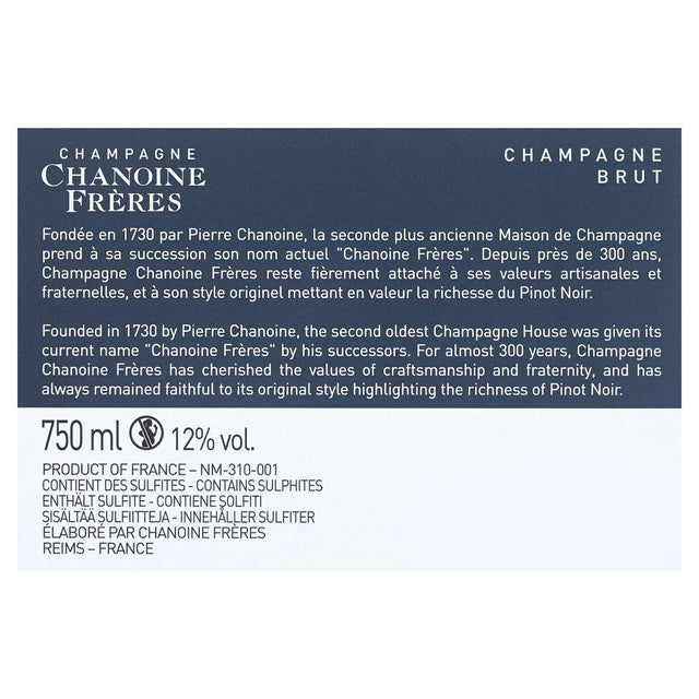 Lanson Champagne Chanoine Freres Brut 75cl - British product