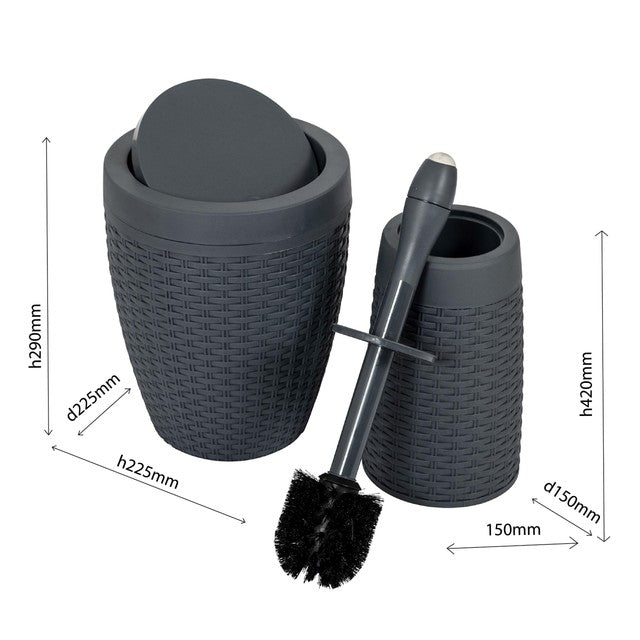Addis charcoal grey bathroom bin 5 litre - British product