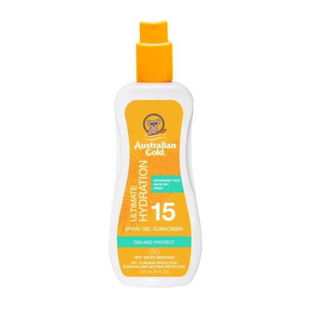 Australian Gold SPF 15 sunscreen clear spray 237ml - British product