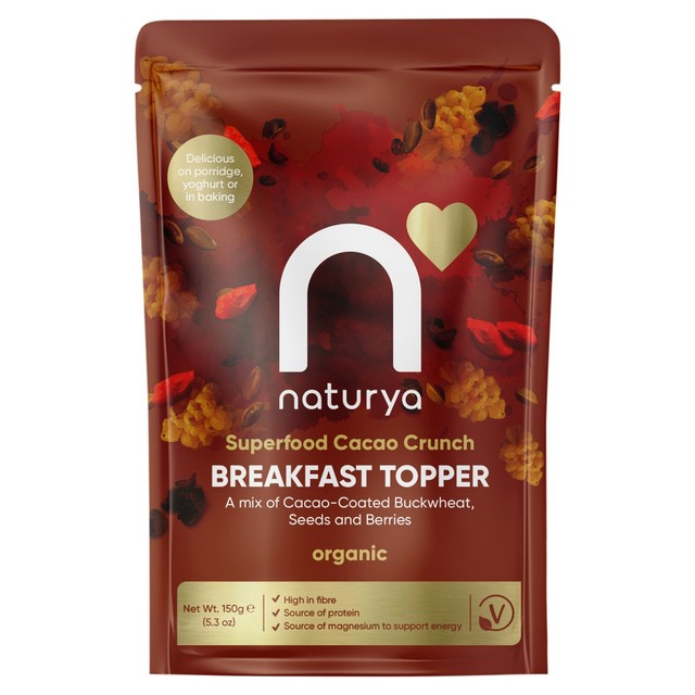Naturya organic cacao crunch breakfast boost 150g, imported from the UK
