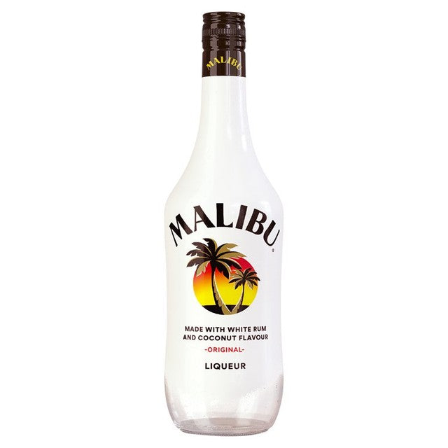 Malibu original white rum with coconut flavour, imported from the UK