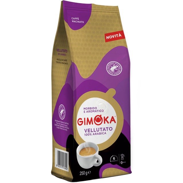Gimoka Vellutato ground coffee Rain Forest 250g, UK version