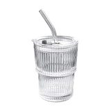 Cooke & Miller ribbed glass cup with straw and lid 360ml, imported from the UK