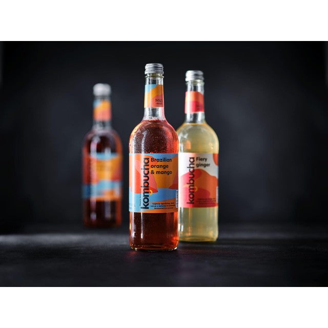 M&S Brazilian orange and mango kombucha 750ml, imported from the UK
