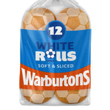 Warburtons sliced white bread rolls 12 pack (British brand)