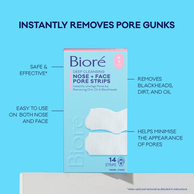 Biore pore strips for nose and face blackhead removal 14 pack - British product