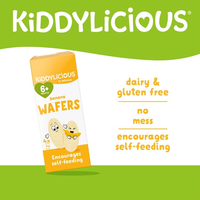 Kiddylicious mini wafers banana 4 x 4g, UK version