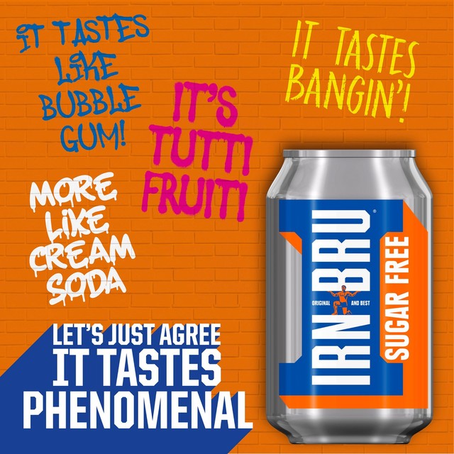 Bebida refrescante Irn-Bru sin azúcar, paquete de 24 unidades, importada del Reino Unido.