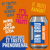 Bebida refrescante Irn-Bru sin azúcar, paquete de 24 unidades, importada del Reino Unido.