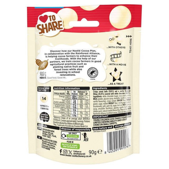 Milkybar Crunchy Pops white chocolate 90g, imported from the UK