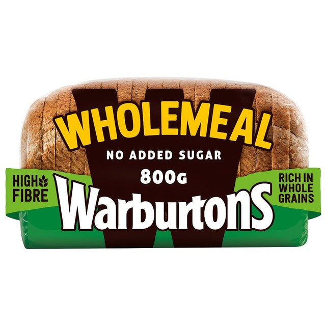 Warburtons wholemeal sliced bread 800g (British brand)