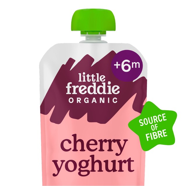Little Freddie cherry Greek style yoghurt baby food pouch 100g, UK version