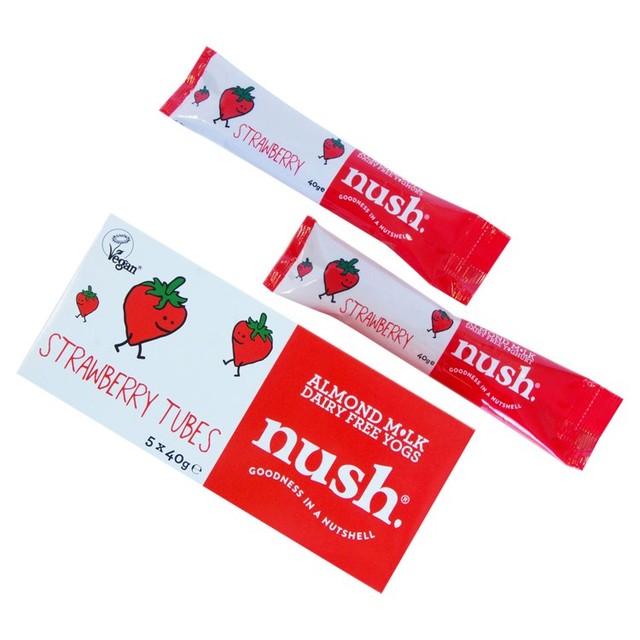 Nush strawberry almond yogurt tubes 5 x 40g, imported from the UK