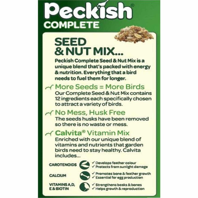 Peckish Complete Seed and Nut No Mess Wild Bird Food Mix 12.75kg, imported from the UK