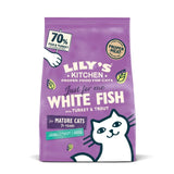 Lily's Kitchen white fish & turkey senior cat dry food 800g, UK version