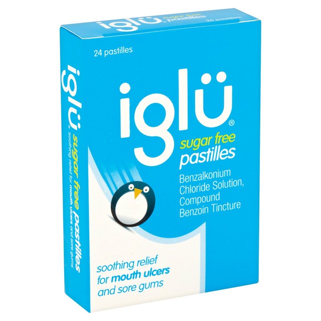 Iglu sugar-free mouth pain relief pastilles 24 pack, UK version