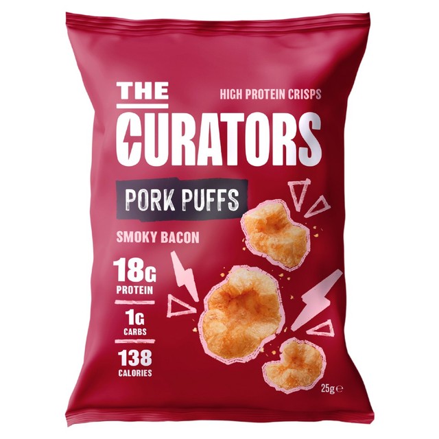 The Curators Smoky Bacon Pork Puffs 25g - British product