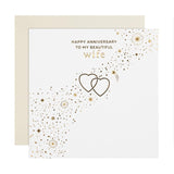 M&S Sparkling Hearts Wife Anniversary Card 15x15cm, imported from the UK