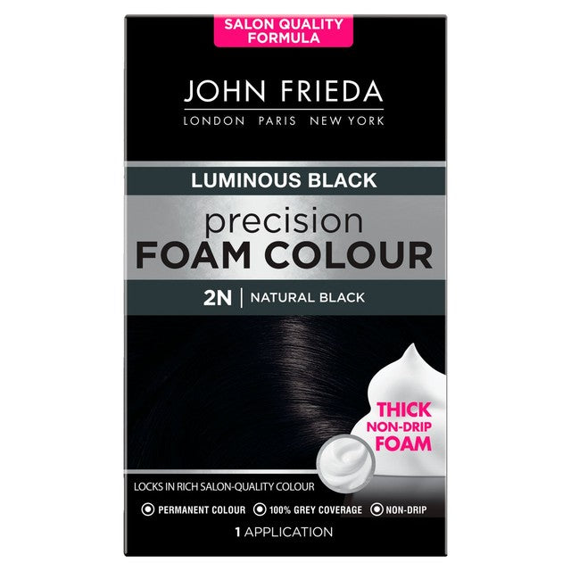 John Frieda Foam Hair Colour Natural Black 2N Kit, UK version