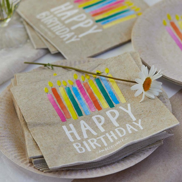 Talking Tables happy birthday paper napkins 20 pack (British brand)