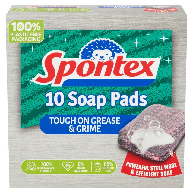 Spontex soap-filled scourer pads 10 per pack (British brand)