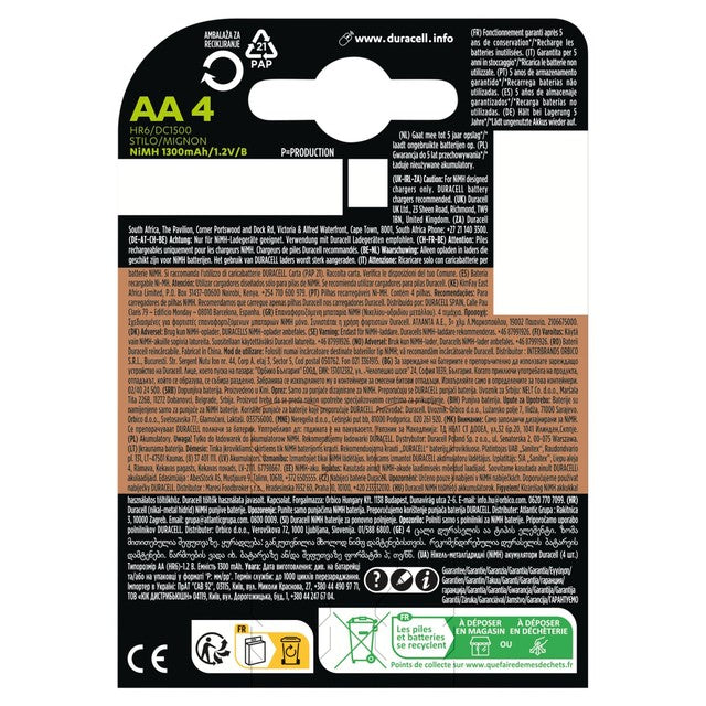 Duracell Recharge Plus AA rechargeable batteries 4-pack - British product