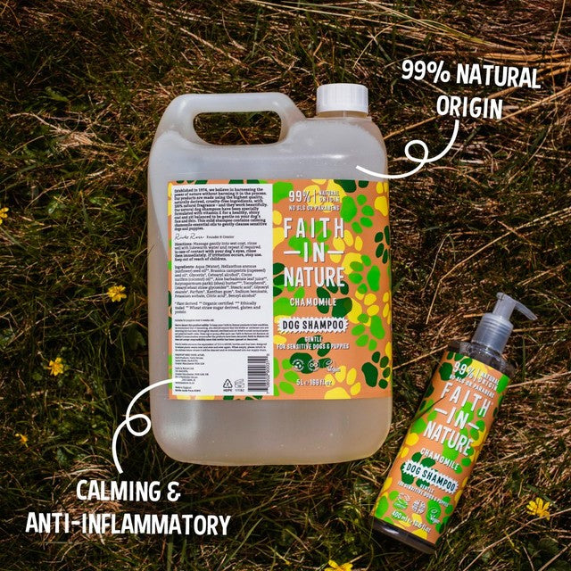Faith In Nature dog shampoo chamomile, imported from the UK