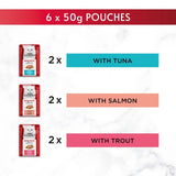 Gourmet Mon Petit fish flavour cat food 6x50g pouches, UK version