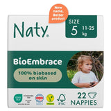 Naty biobased nappies size 5 for 11-25kg, imported from the UK