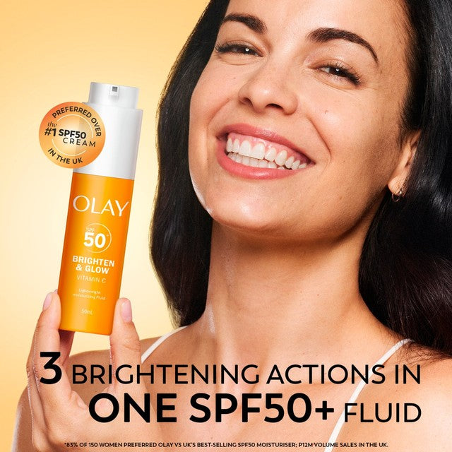 Olay Vitamin C Brighten & Glow Serum SPF 50 50ml, imported from the UK