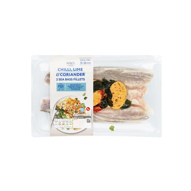 M&S sea bass fillets with chilli, lime, and coriander 215g - British product