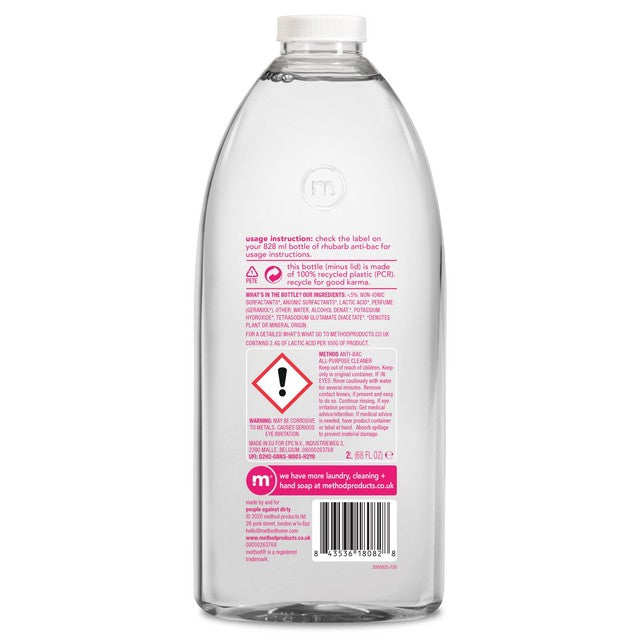 Method Antibacterial All Purpose Cleaner Refill Rhubarb 2L, imported from the UK