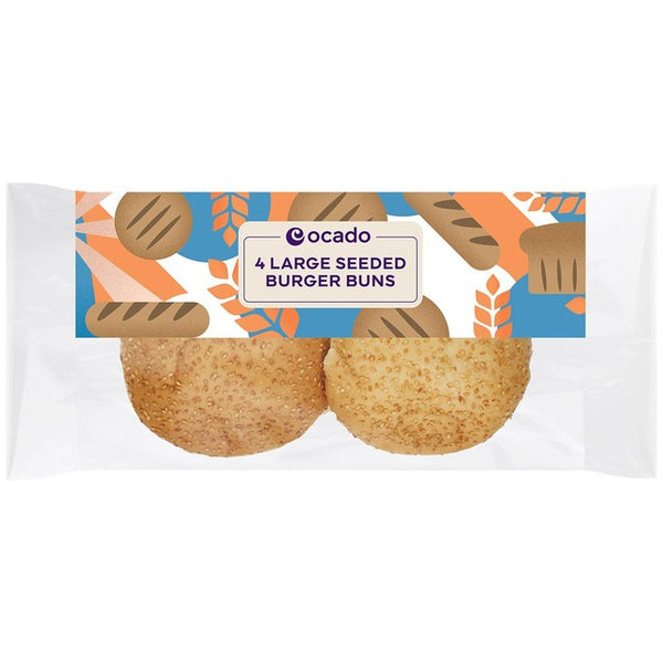 Ocado Large Seeded Burger Buns 4 Pack