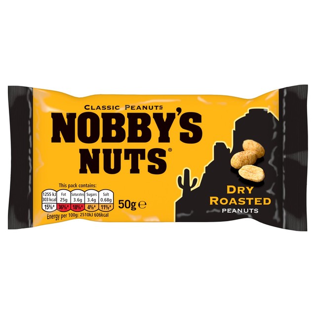 Nobby's Nuts classic dry roasted peanuts 50g, imported from the UK