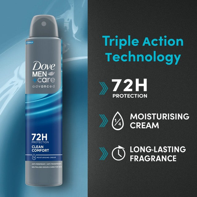 Dove Men+Care Clean Comfort anti-perspirant spray 200ml - British product