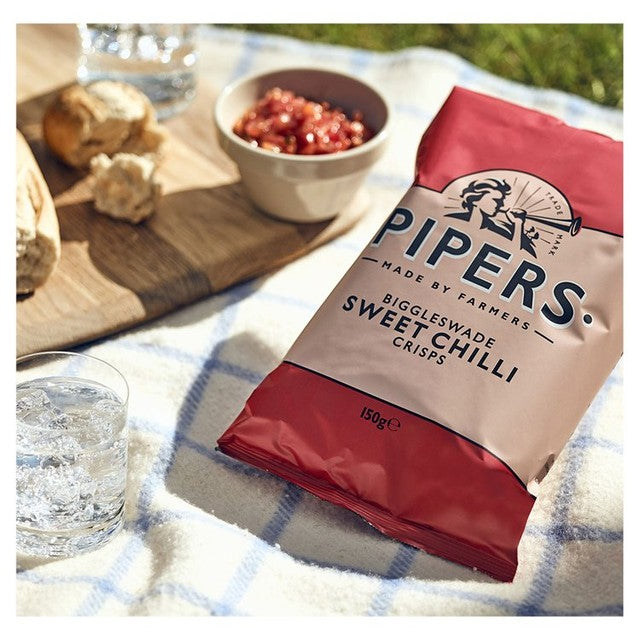 Pipers Sweet Chilli Potato Crisps 150g, imported from the UK
