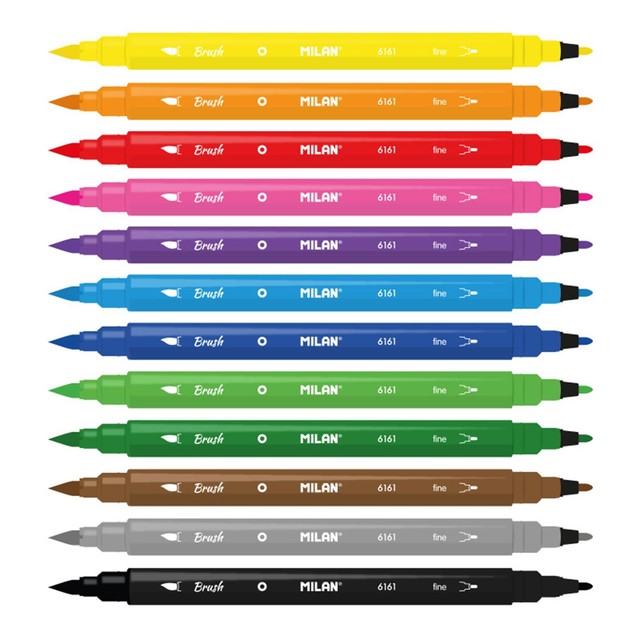 Milan 12 dual tip fibrepens set, imported from the UK
