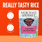 Merchant Gourmet Tricolor Jasmine Rice 250g, imported from the UK