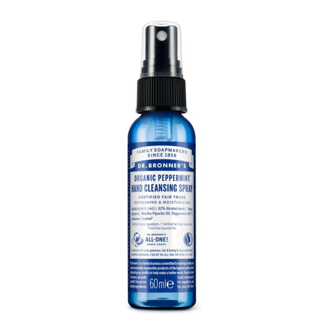 Dr Bronner Peppermint Hand Sanitiser Spray 60ml - British product