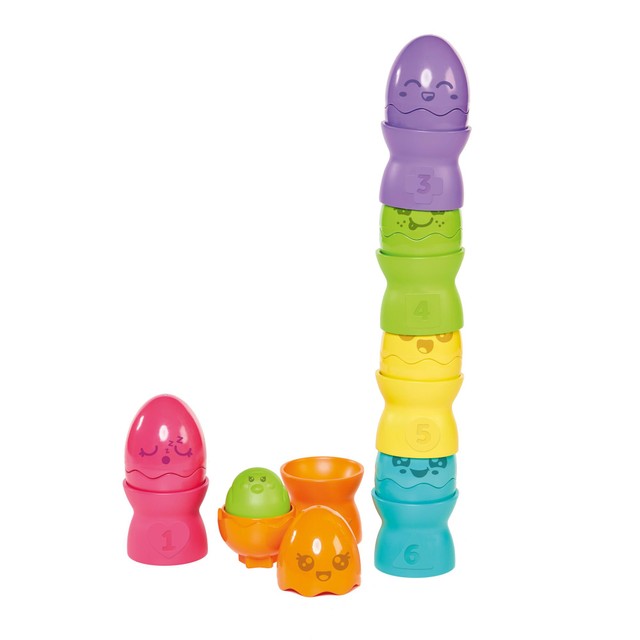 Tomy Hide & Squeak Egg Stackers stacking toy (British brand)