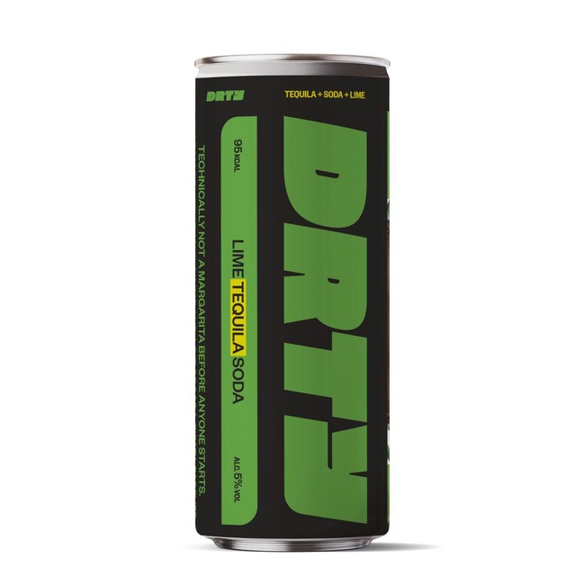 DRTY Tequila Soda Lime canned cocktail 250ml - British product