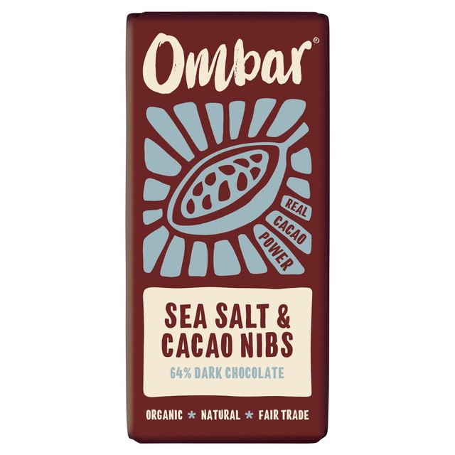 Ombar salt and nibs chocolate bar 70g, imported from the UK