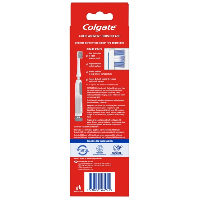 Colgate toothbrush heads Max White Soft pack of 4 - British product