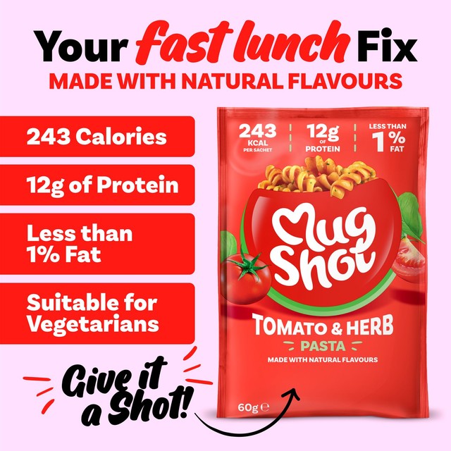 Mug Shot Tomato & Herb pasta 64g, imported from the UK