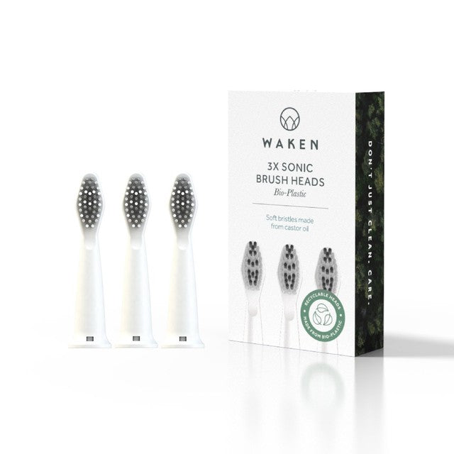 Waken sonic toothbrush replacement heads white 3 per pack (British brand)