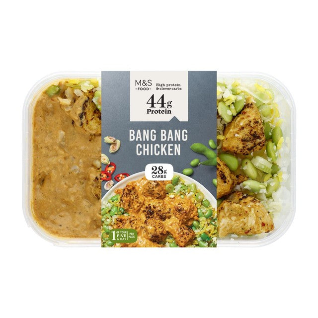 Pollo Bang Bang de alto contenido proteico de M&S, 355 g, importado del Reino Unido.
