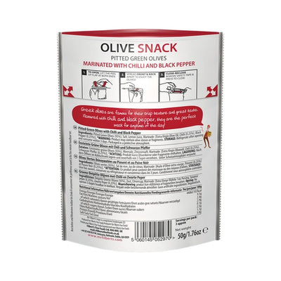 Mr Filbert's Green Olives with Chilli & Black Pepper Olive Snacks 50g